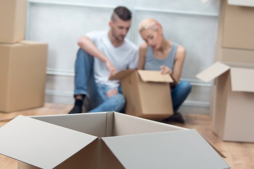 Packing boxes and moving supplies arranged for Earls Court homes and flats